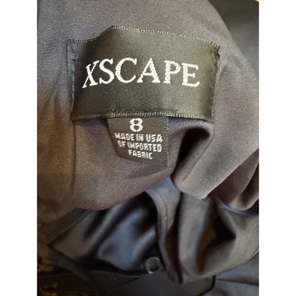 Stunning Xscape Evenings Navy Satin Slip Maxi Gown, Size 8 c pics and narrative - Picture 4 of 5
